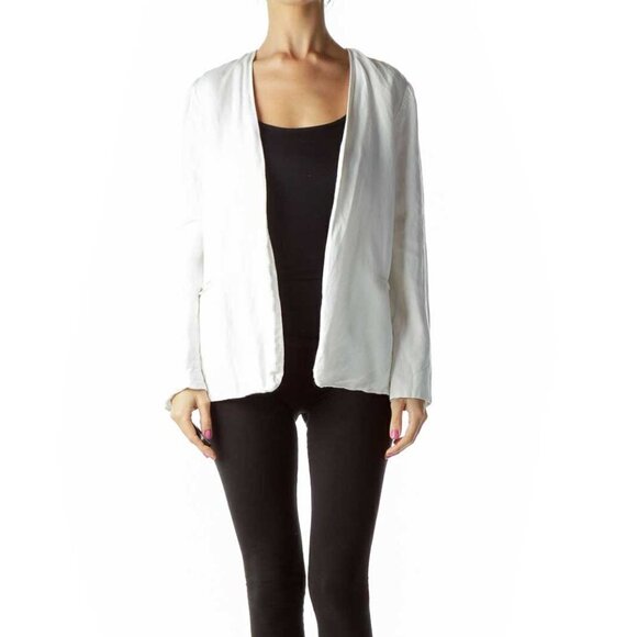 Adrienne Vittadini Jackets & Blazers - Adrienne Vittadini White Open Linen Blazer